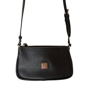 Dooney & Bourke Black Saffiano Leather Crossbody Bag With Adjustable Strap